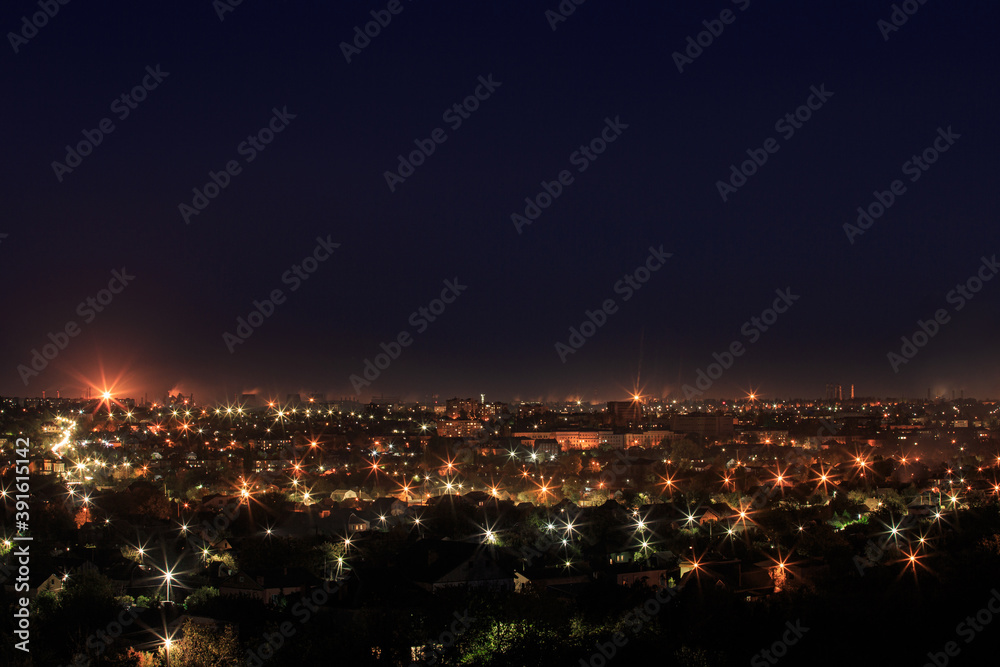 The landscape of a night city in Eastern Europe The landscape of a night city in Eastern Europe