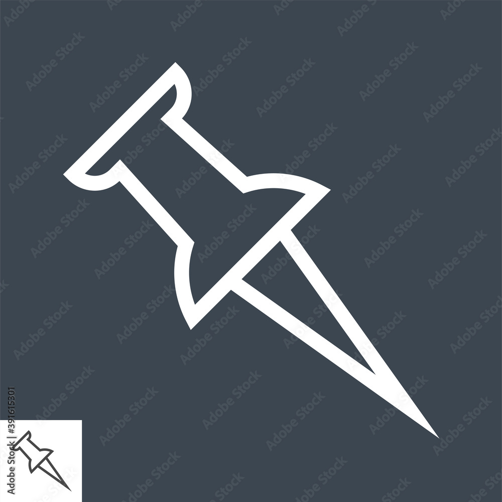 Push Pin Thin Line Vector Icon. Flat icon isolated on the black background. Editable EPS file. Vector illustration. Push Pin Thin Line Vector Icon. Flat icon isolated on the black background. Editable EPS file. Vector illustration.