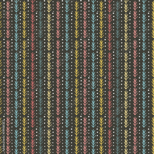 Doodle lines on dark background seamless pattern