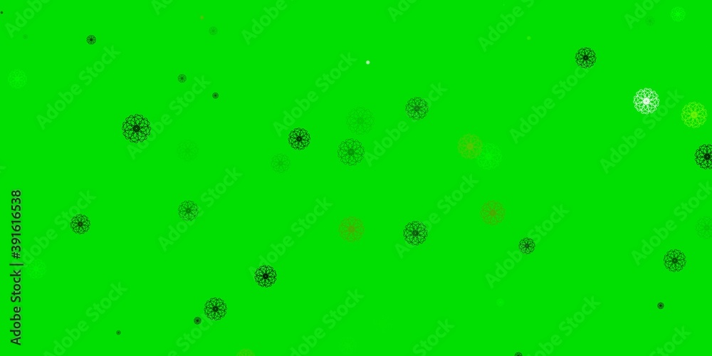 Light Green, Yellow vector natural artwork with flowers.