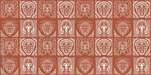 African print, seamless vector pattern in traditional African manner. Ethnic ornament. Warm browns