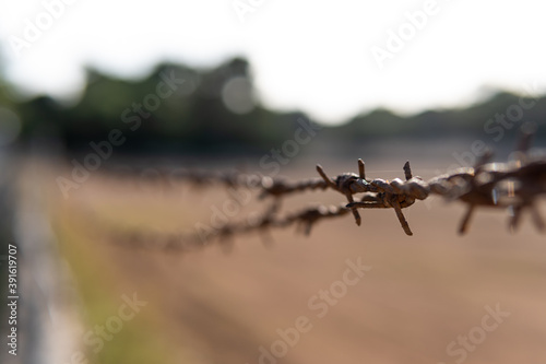 Metal chain made of rusty hawthorn on the island of Mallorca