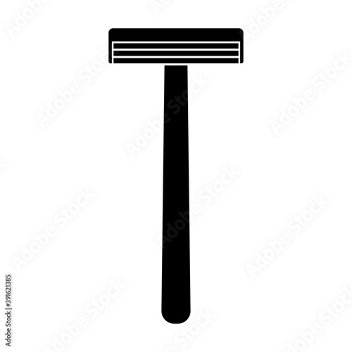 Razor icon. Black silhouette. Vertical view. Vector flat graphic illustration. The isolated object on a white background. Isolate.