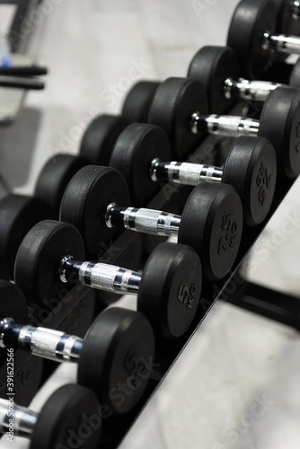 barbells weights in gym isolated