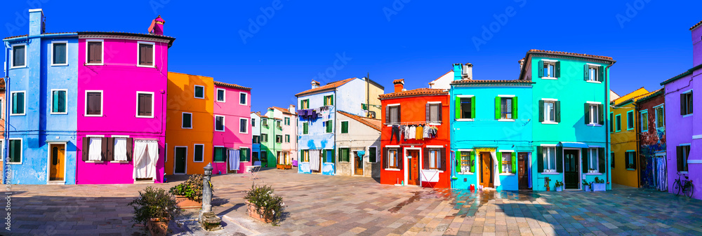 Most colorful traditional town (village) Burano - Island near of Venice. Italy travel and landmarks