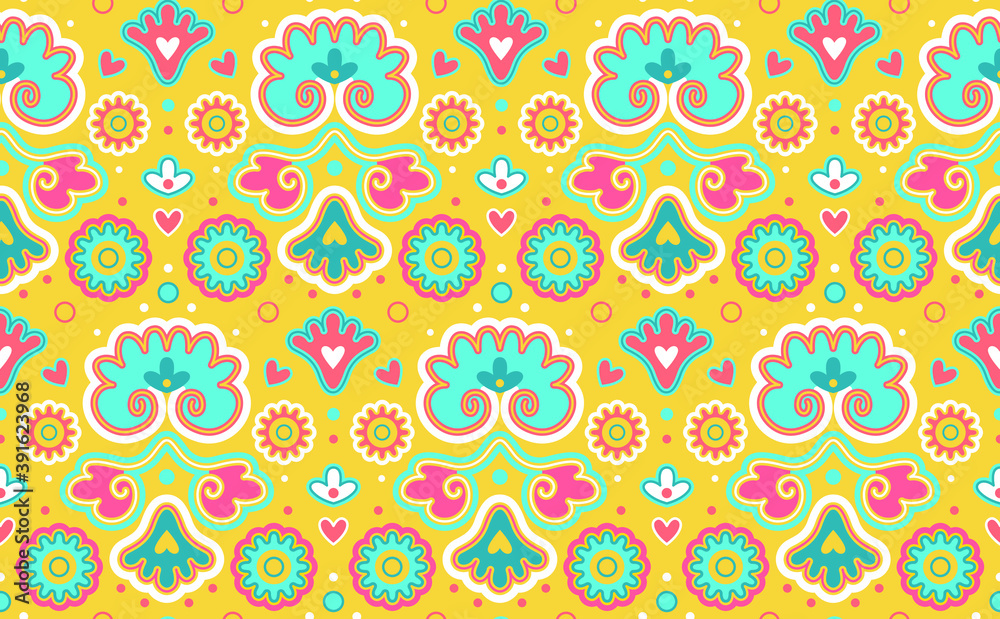 Floral vector pattern. Tatar ornament for nikakh, invitation, background