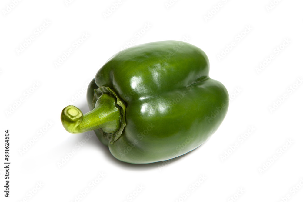 Green bell pepper isolated on white background
