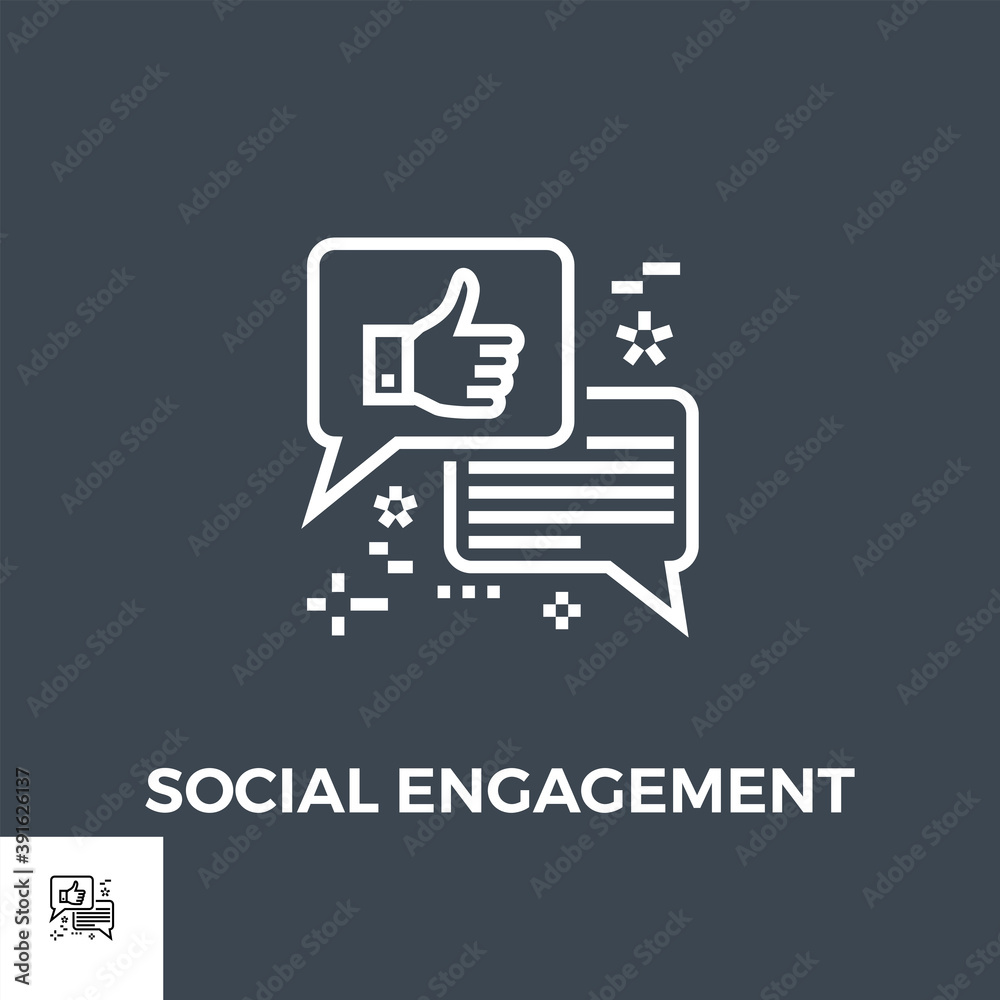Social Engagement icon vector. Flat icon isolated on the black background. Editable EPS file. Vector illustration.