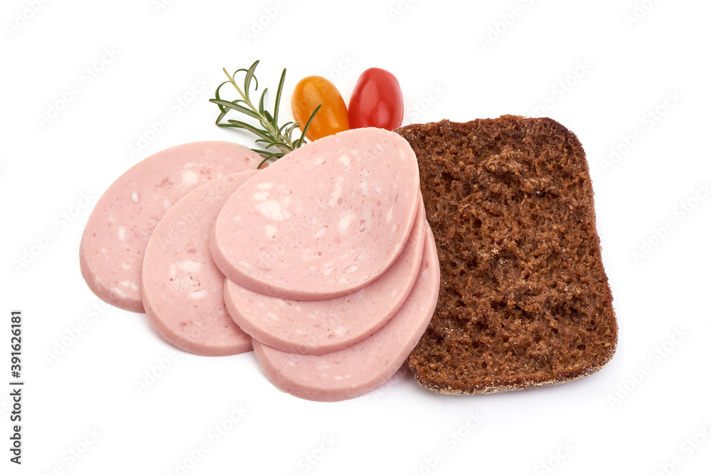 Boiled Bologna Sausage, isolated on white background