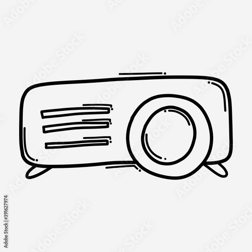 projector doodle vector icon. Drawing sketch illustration hand drawn line eps10