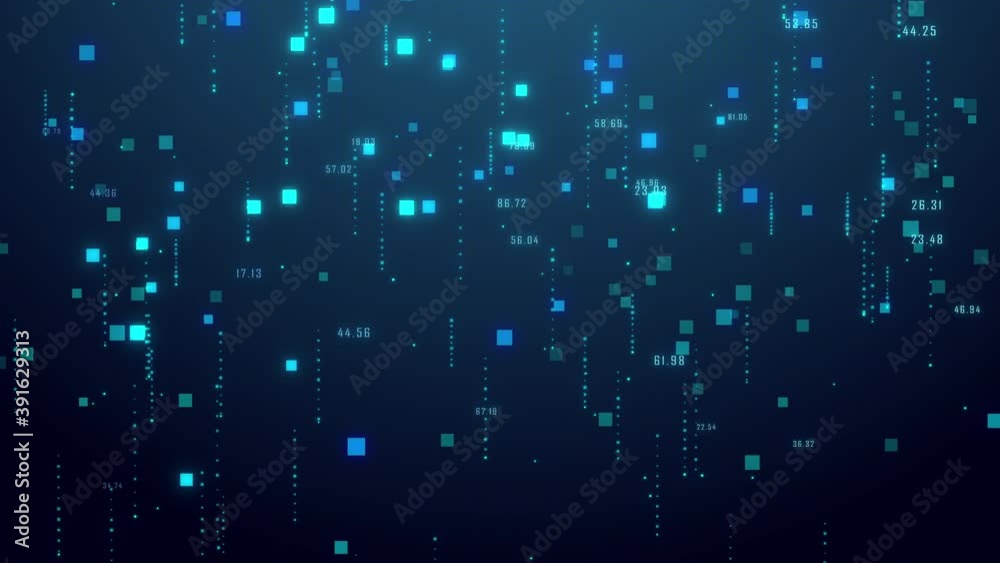 Science and technology background of particles and digital data network connections