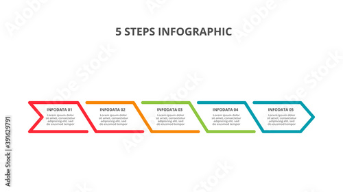 Abstract arrows of graph, diagram with 5 steps, options, parts or processes. Vector business template for presentation