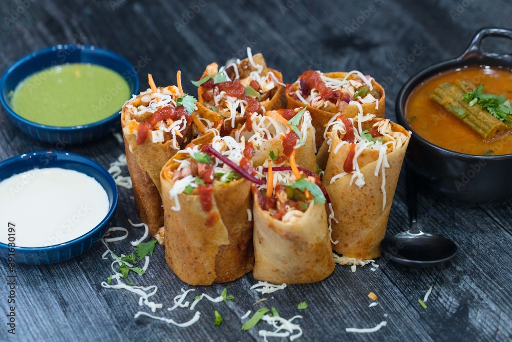 Authentic Indian Vegetarian food: Dosa Stock Photo | Adobe Stock
