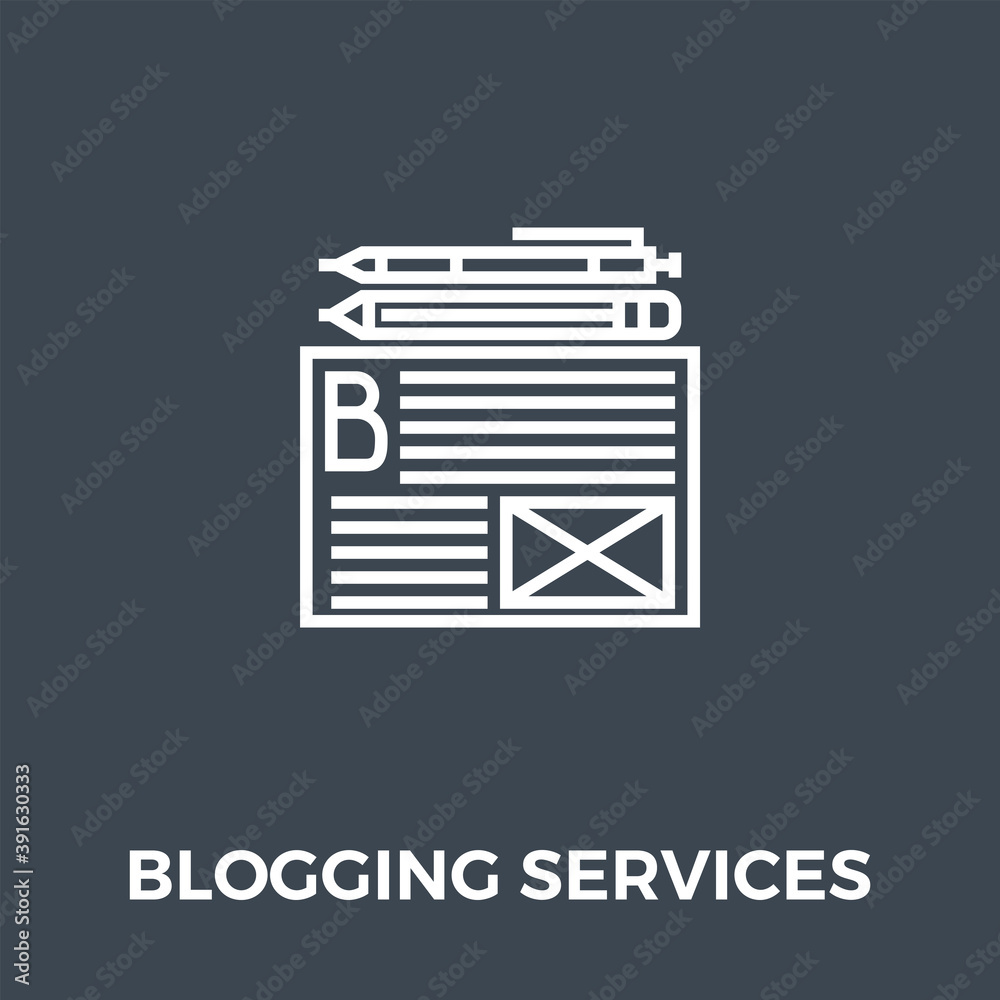 Blogging Services Related Vector Thin Line Icon. Isolated on Black Background. Vector Illustration. Blogging Services Related Vector Thin Line Icon. Isolated on Black Background. Vector Illustration.