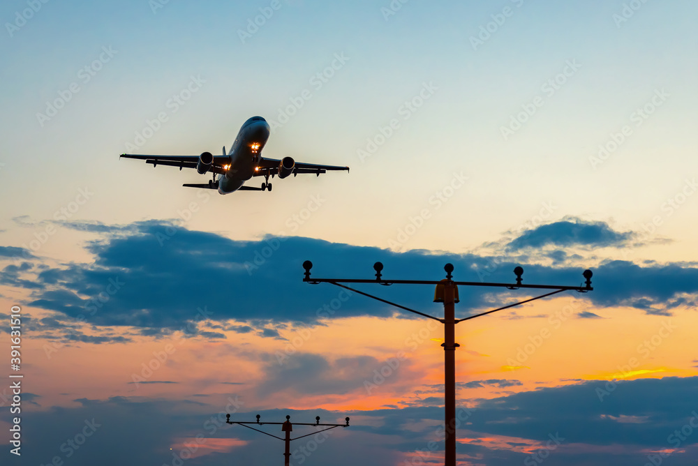 Airplane approaching the runway