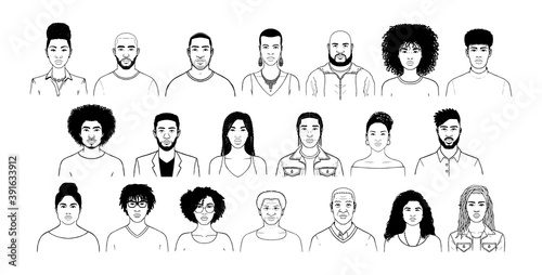 Set of afro american people - Vector illustration