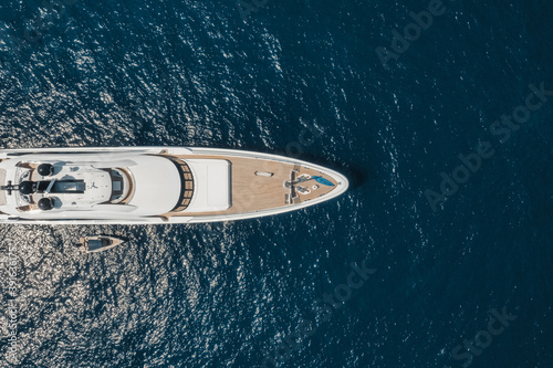 Aerial view of yacht in blue sea, Saint Tropez, France. photo