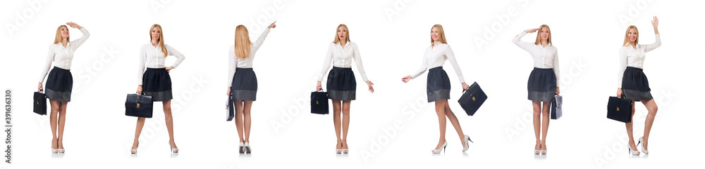 Businesswoman in business concept isolated on white Businesswoman in business concept isolated on white