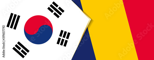 South Korea and Chad flags, two vector flags.