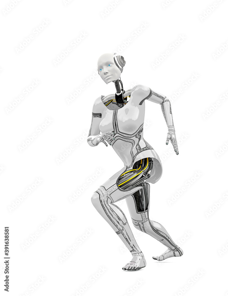 cyborg girl doing runing like parkour cyborg girl doing runing like parkour