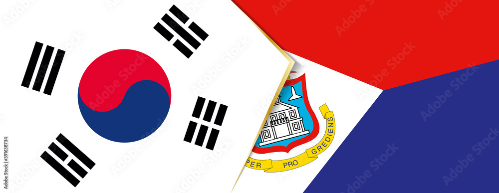 South Korea and Sint Maarten flags, two vector flags. South Korea and Sint Maarten flags, two vector flags.