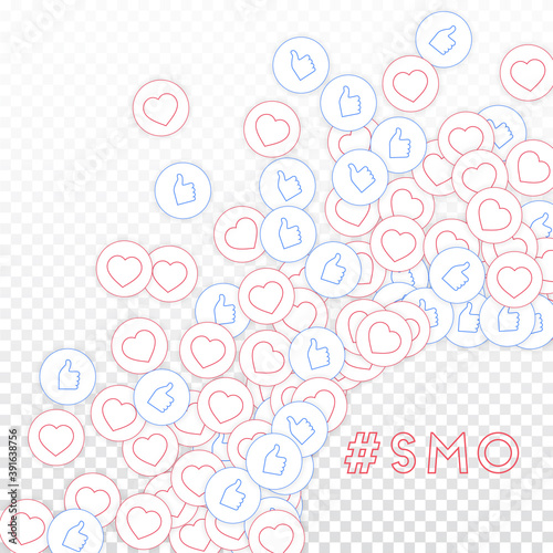 Social media icons. Smo concept. Falling scattered