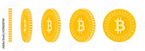 Bitcoin, internet currency coins set, animation re