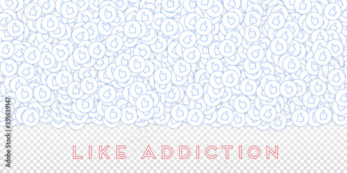 Social media icons. Like addiction concept. Fallin