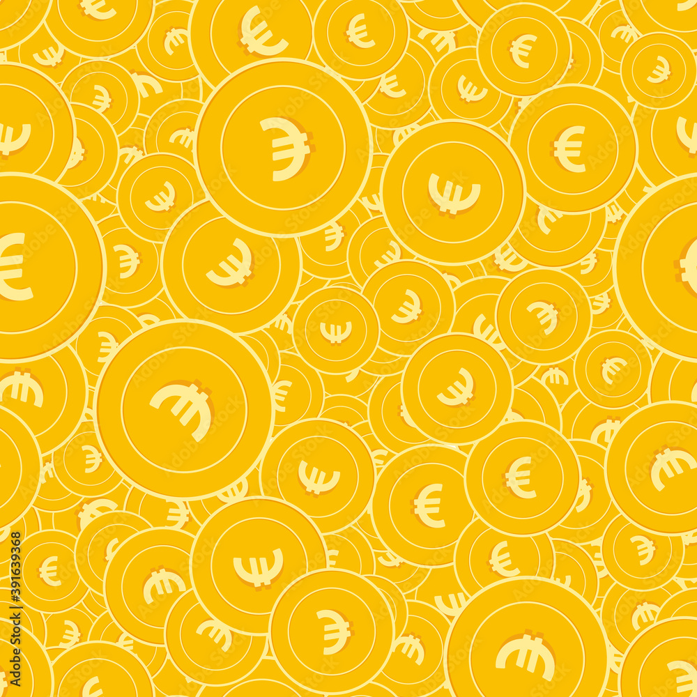 Fototapeta premium European Union Euro coins seamless pattern. Wondro