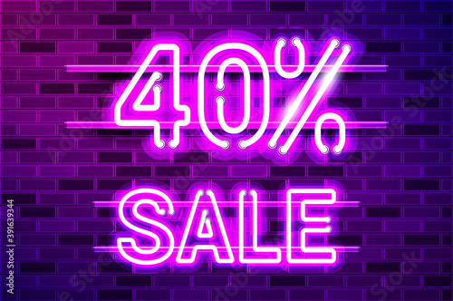 40 percent SALE glowing purple neon lamp sign
