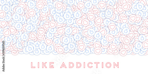 Social media icons. Like addiction concept. Fallin