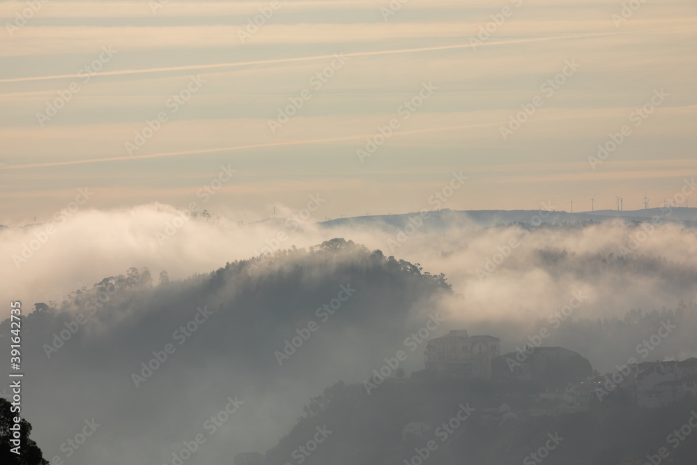 Rural foggy autumn morning scenary Rural foggy autumn morning scenary