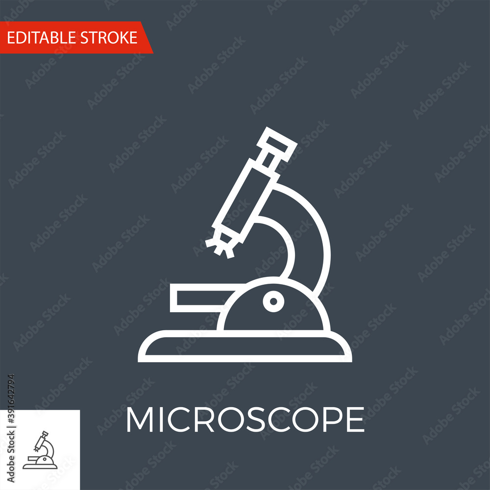 Microscope Thin Line Vector Icon. Flat Icon Isolated on the Black Background. Editable Stroke EPS file. Vector illustration. Microscope Thin Line Vector Icon. Flat Icon Isolated on the Black Background. Editable Stroke EPS file. Vector illustration.