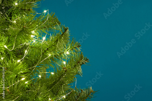 Merry Christmas and Happy Holidays greeting card  frame  banner. Blue background.