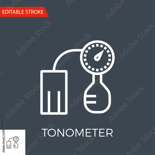 Tonometer Thin Line Vector Icon. Flat Icon Isolated on the Black Background. Editable Stroke EPS file. Vector illustration.