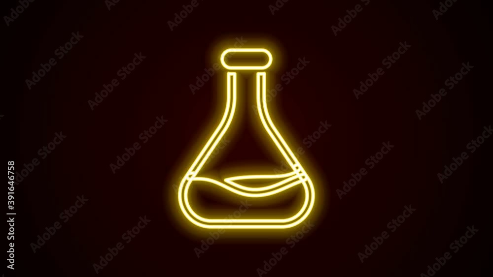Glowing neon line Test tube and flask icon isolated on black background. Chemical laboratory test. Laboratory glassware. 4K Video motion graphic animation Glowing neon line Test tube and flask icon isolated on black background. Chemical laboratory test. Laboratory glassware. 4K Video motion graphic animation