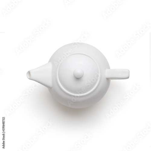 Isolated clean ceramic teapot on white background for scene creator