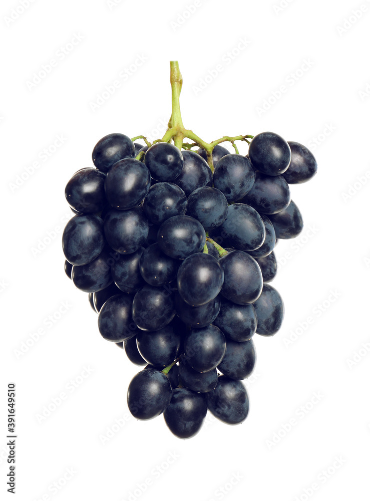 Bunch of fresh ripe juicy dark blue grapes isolated on white Bunch of fresh ripe juicy dark blue grapes isolated on white