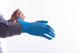 Man Wearing Gloves For Protection From Viruses