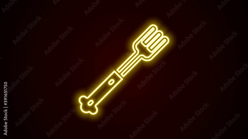 Glowing neon line Fork icon isolated on black background. Cutlery symbol. 4K Video motion graphic animation Glowing neon line Fork icon isolated on black background. Cutlery symbol. 4K Video motion graphic animation