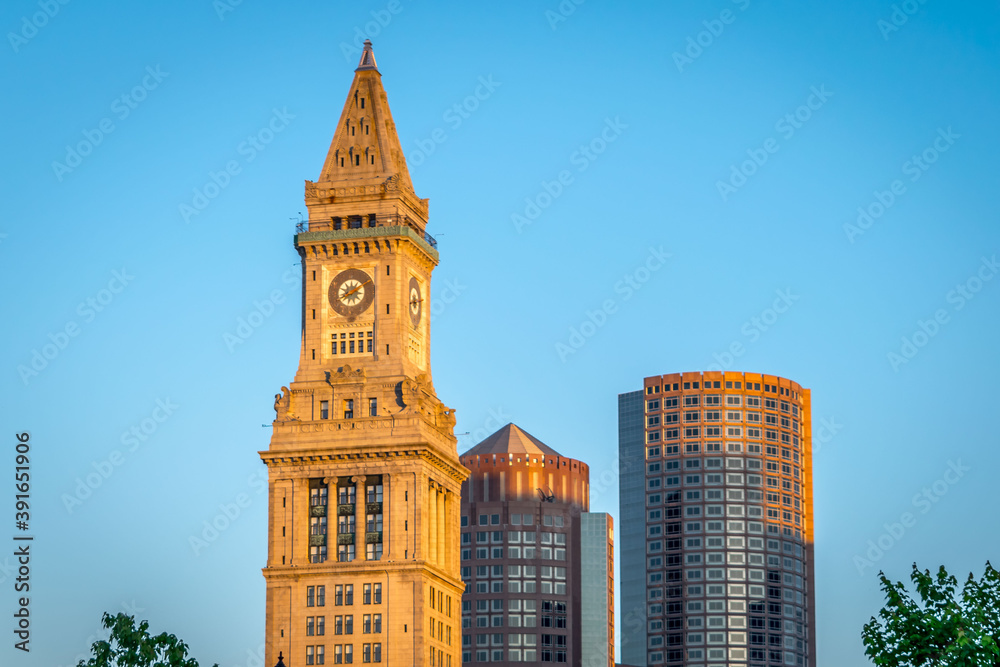 Boston downtown towers in late afternoon