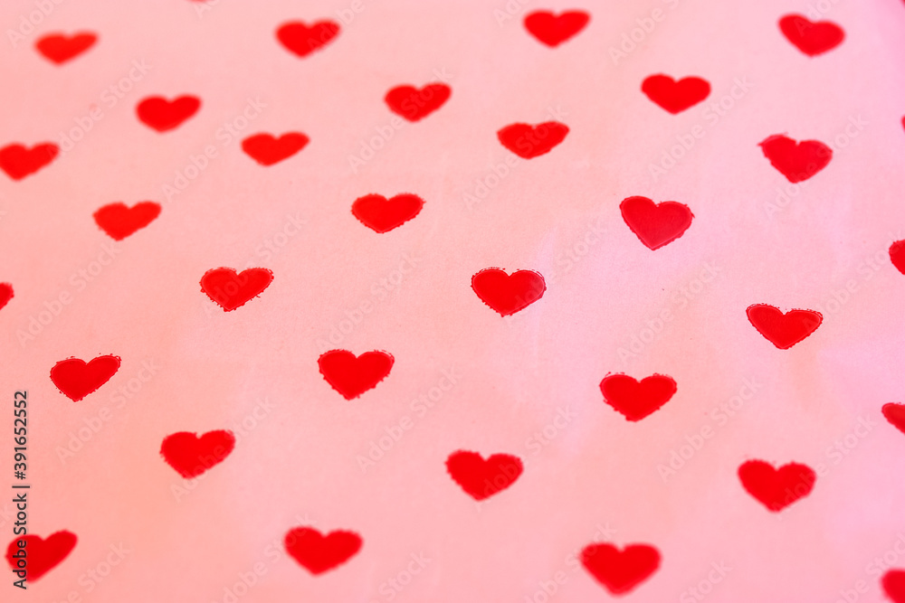 Background for Valentine's Day or all lovers day, red little hearts on white background
