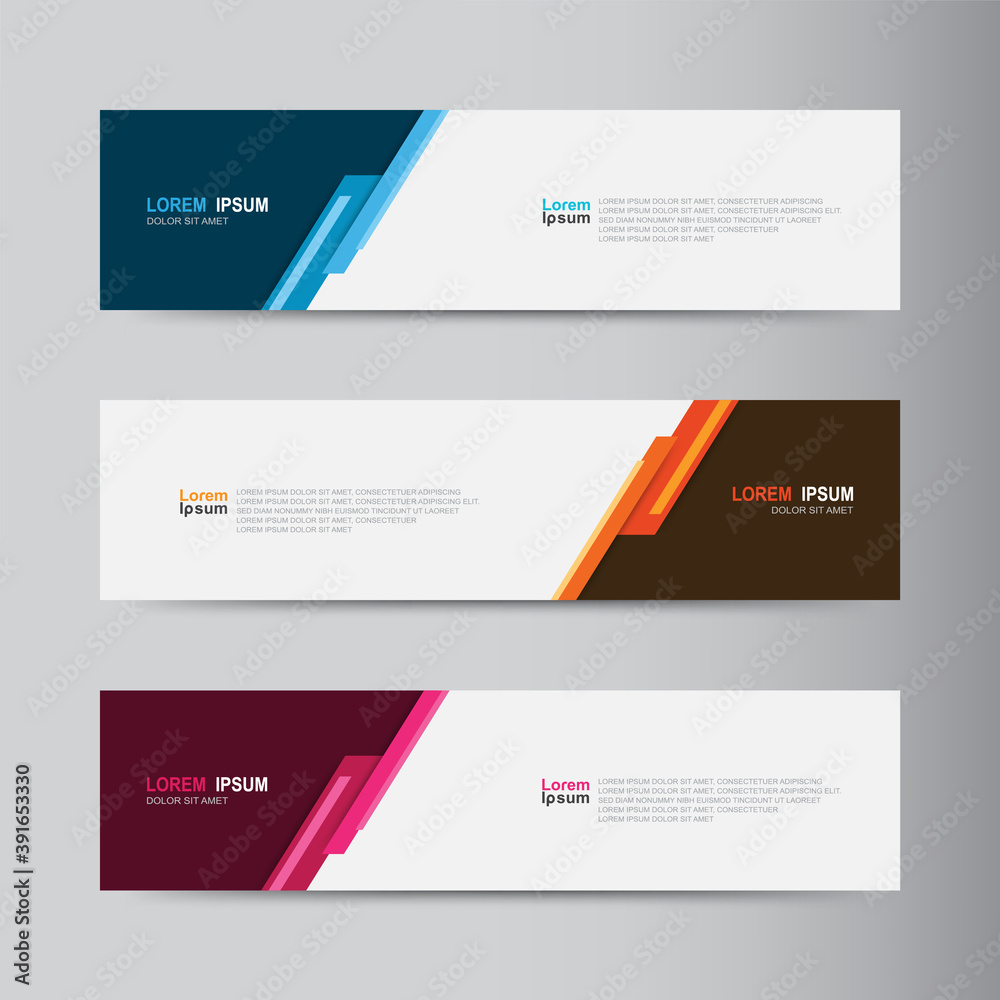 Vector abstract web banner design template. Collection of web banner template. Abstract geometric web design banner template. Header - landing page Web Design Elements