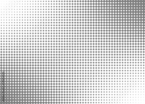 Abstract geometric background in white and gray colors. Modern halftone monochrome poster with rhombuses. Vector format.