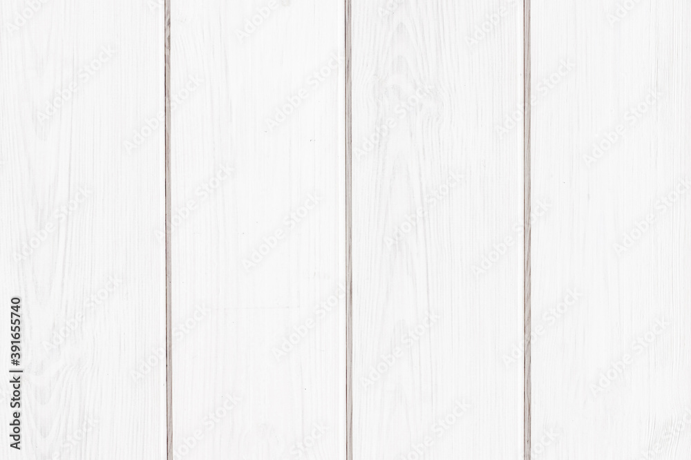 Obraz premium White wood texture. Bright paint plank background. Wooden desk board.