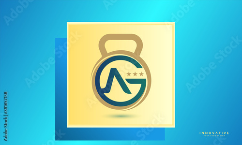 Alphabet AG fitness vector logo design with star icon, Graphic designer studio Concept.