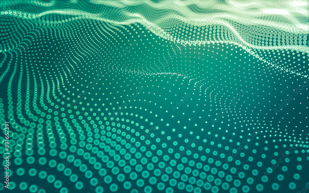 Abstract background. Molecules technology with polygonal shapes, connecting dots and lines. Connection structure. Big data visualization.