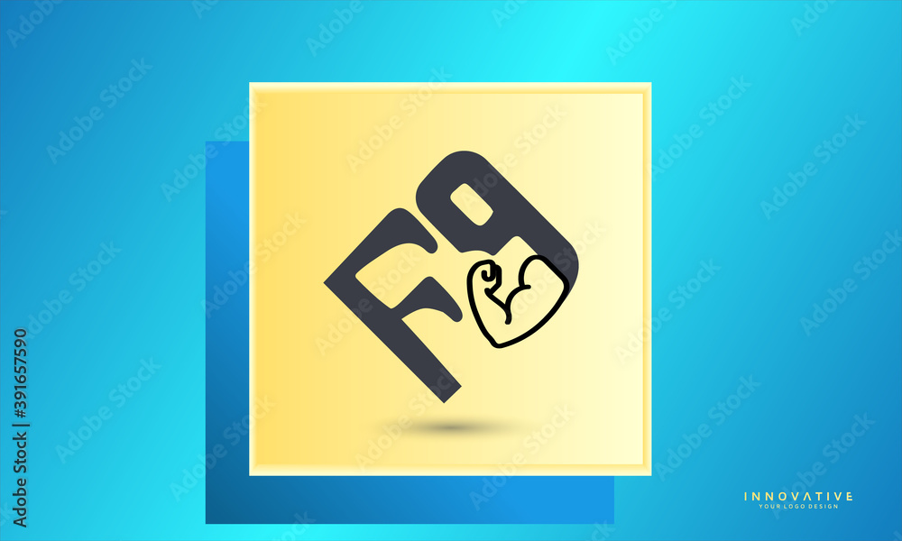 Letter F9 fitness with strong arm, Number 9 with strong arm icon, Graphic designer studio Concept. Letter F9 fitness with strong arm, Number 9 with strong arm icon, Graphic designer studio Concept.