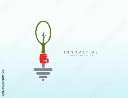 Natural fitness logo design, a dumbbell holding a hand image, Graphic designer studio Concept.