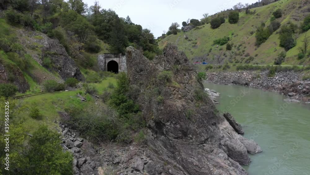 Retired Railway and Tunnel near Ukiah California Drone Scenic View Retired Railway and Tunnel near Ukiah California Drone Scenic View